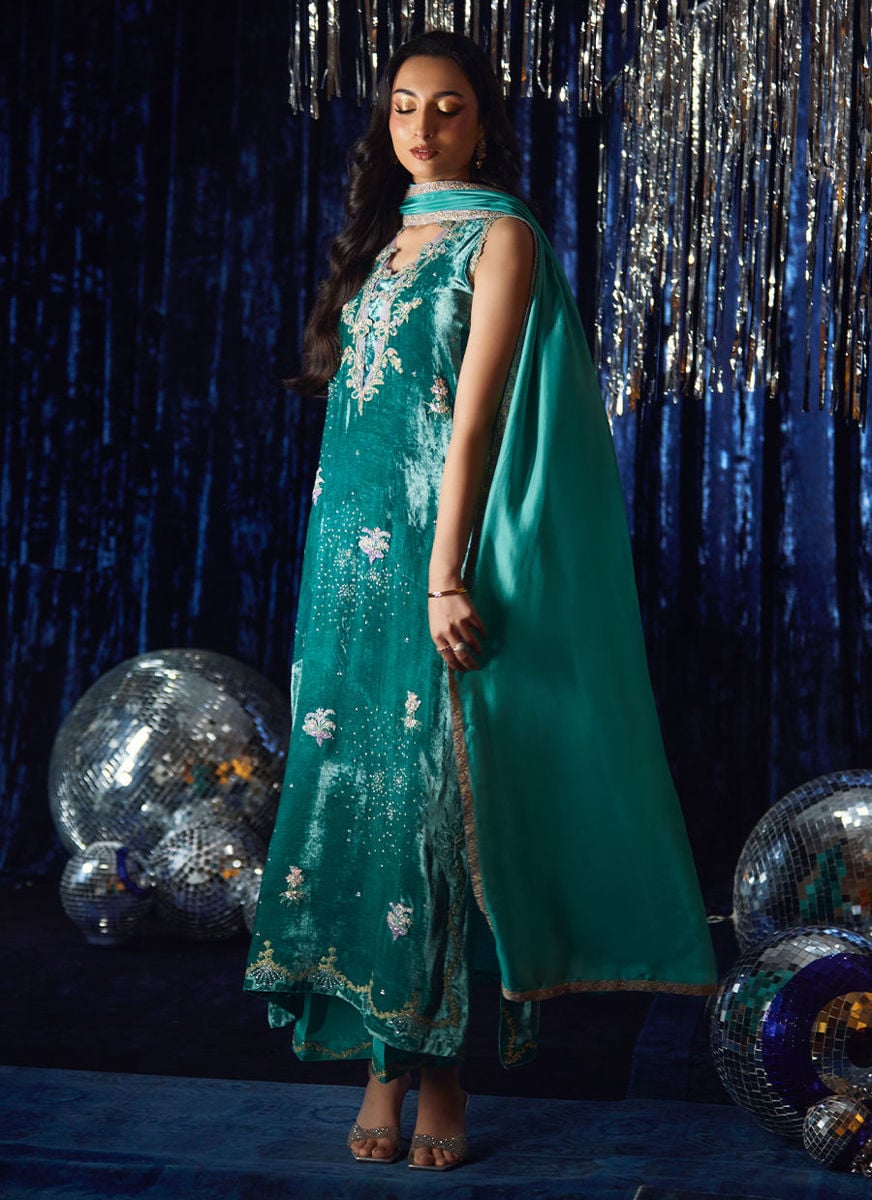 Ansy Aqua Shirt And Dupatta