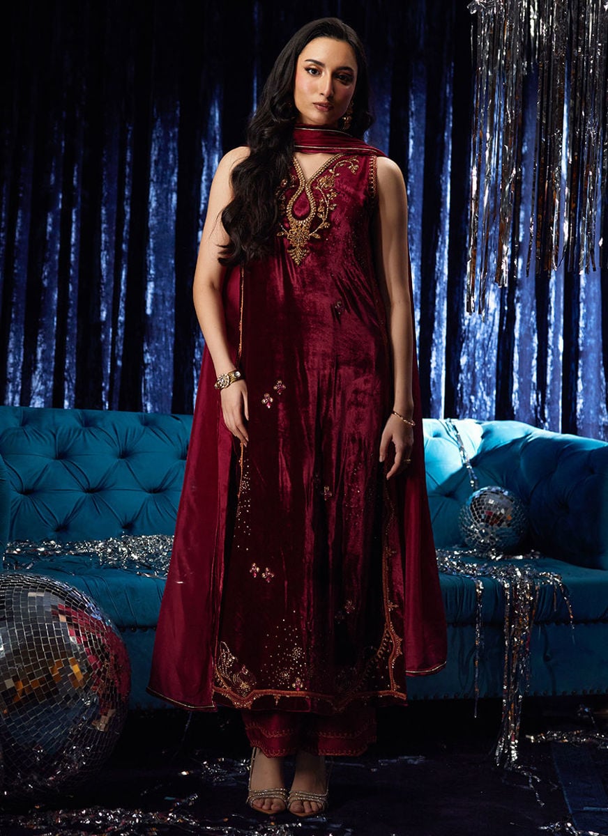 Arden Garnet Shirt And Dupatta