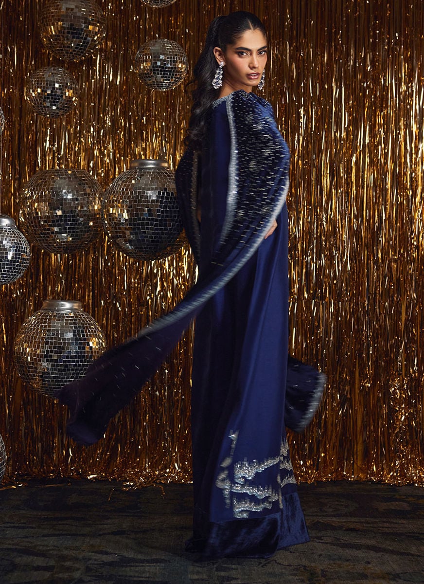 Elyra Silk Shirt And Pre-Draped Dupatta