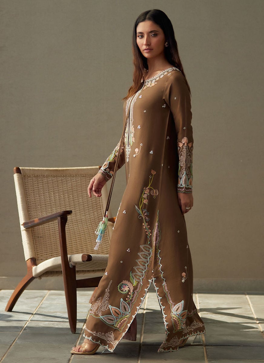 Enia Espresso Silk Kaftan