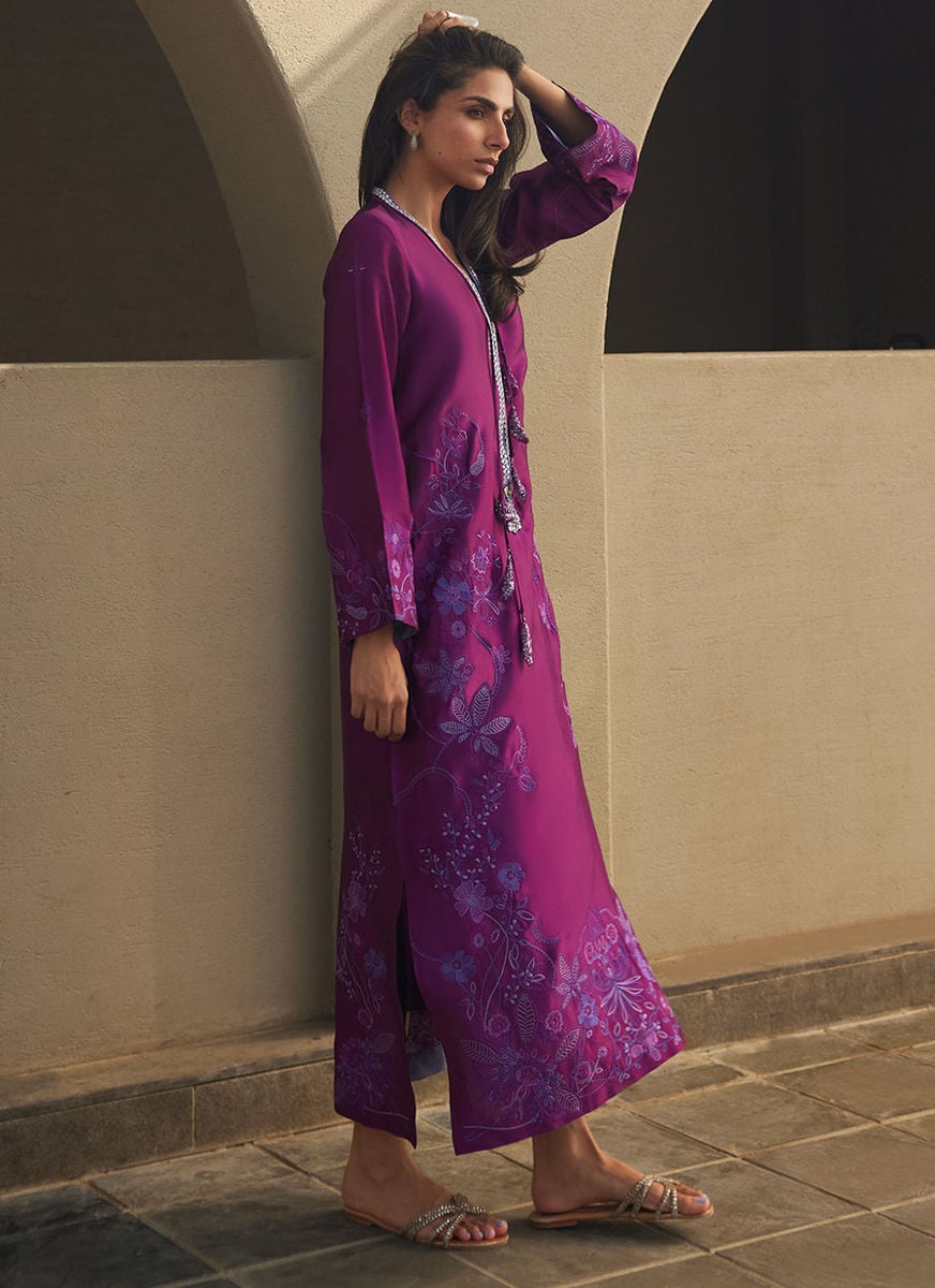Gilly Grape Silk Kaftan