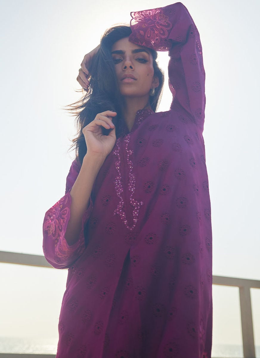 Marbella Magenta Silk Kaftan