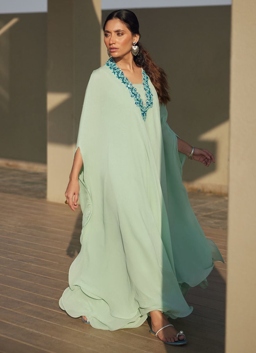 Nika Iceblue Chiffon Kaftan