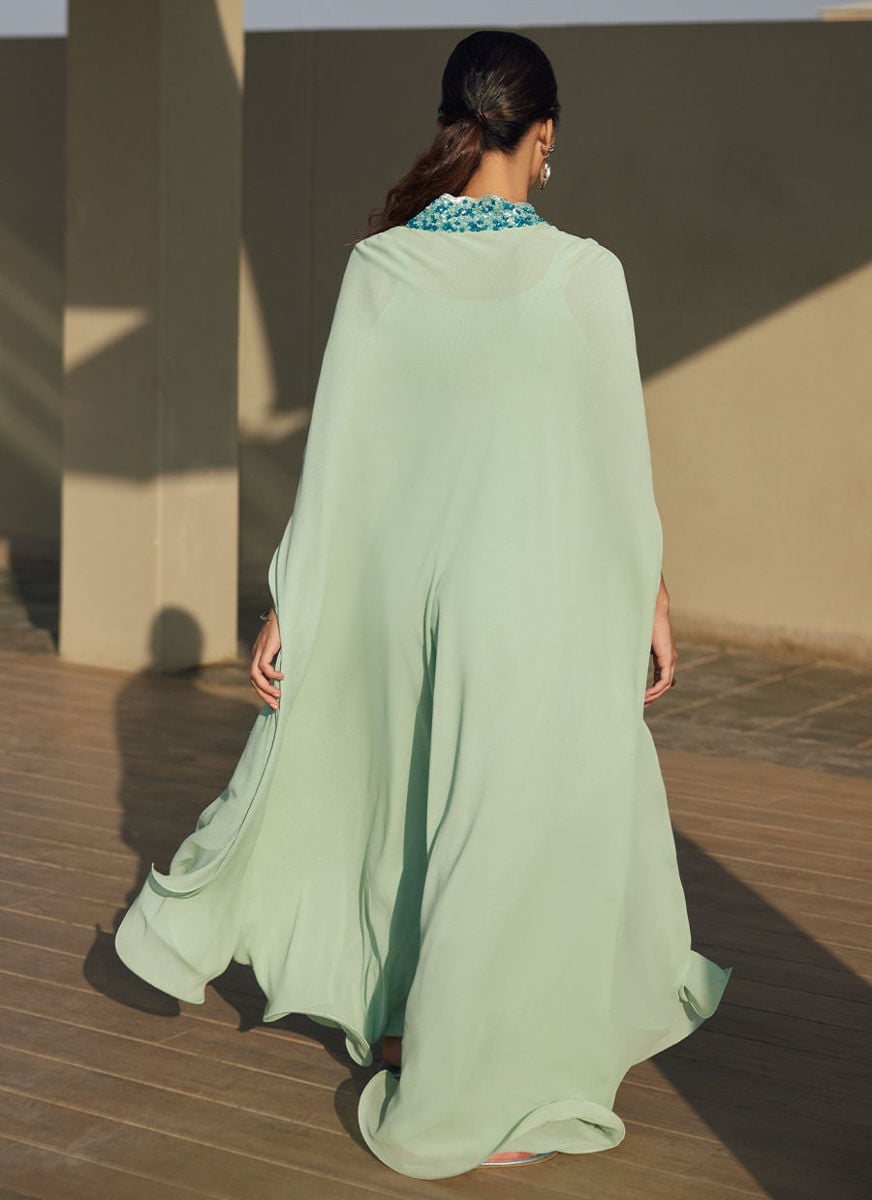 Nika Iceblue Chiffon Kaftan