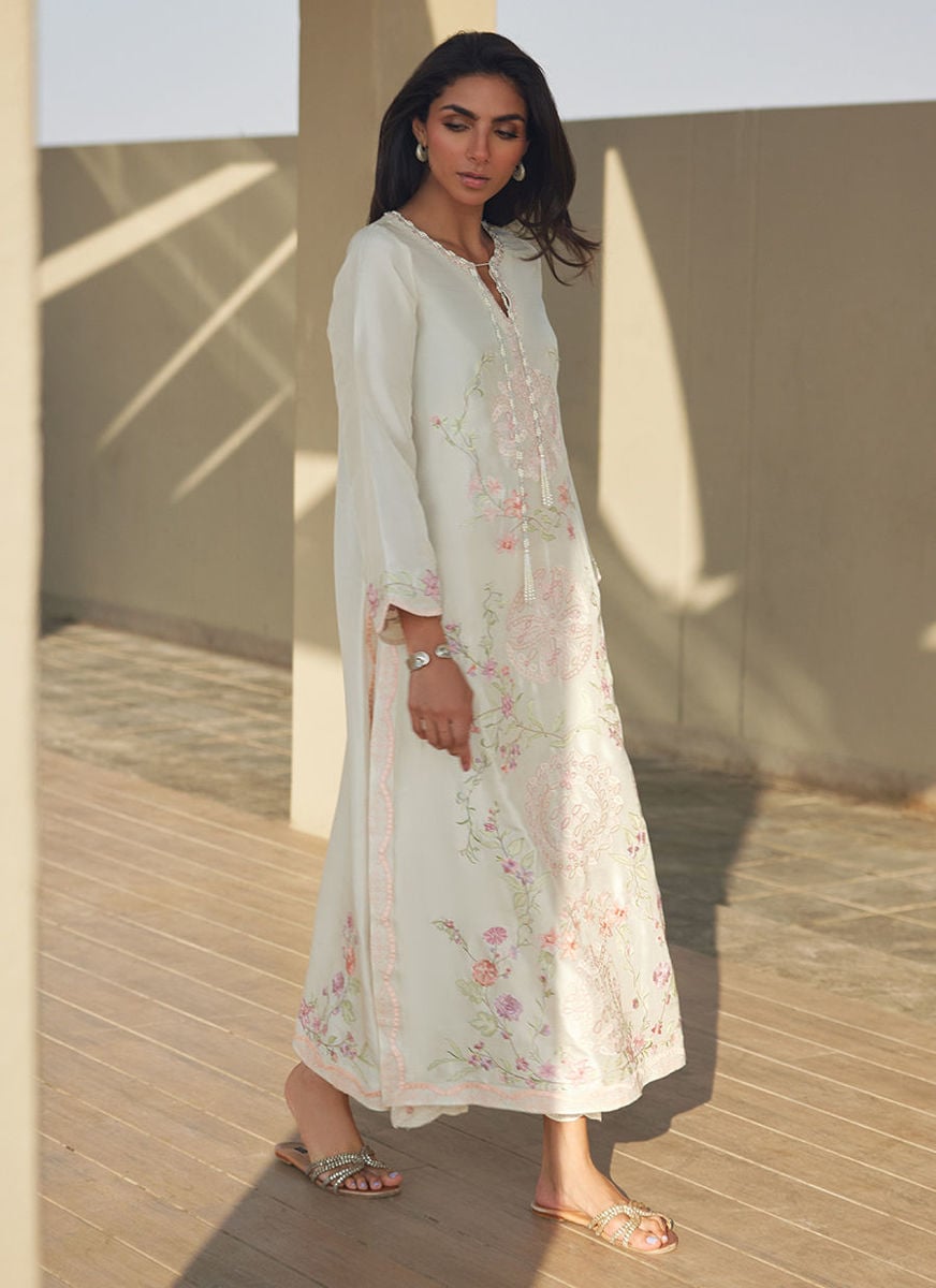 Coraline Ivory Silk Kaftan