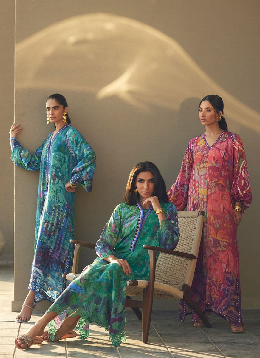 Ariel Emerald Crepe Kaftan
