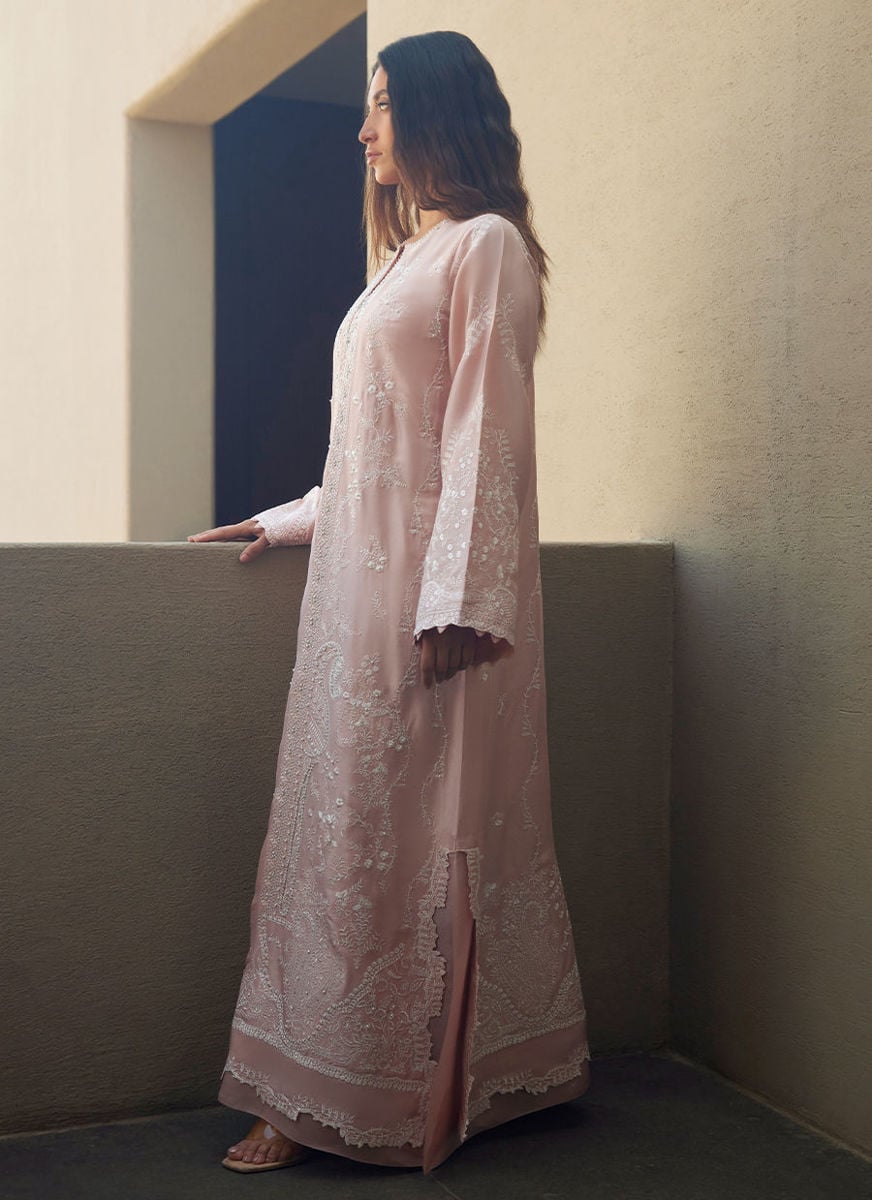 Nami Pale Pink Silk Kaftan
