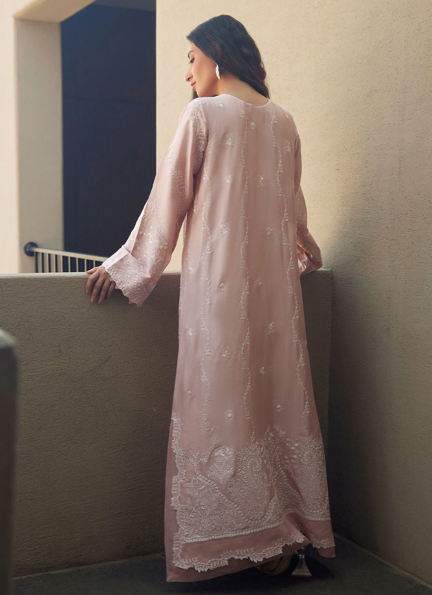 Nami Pale Pink Silk Kaftan