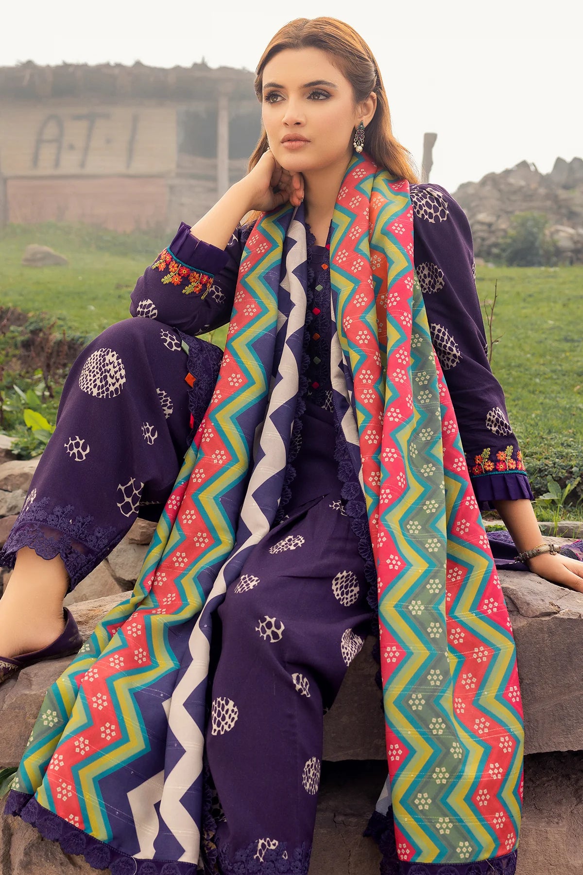 3-PC Unstitched Embroidered Shawl Collection CCW4-03
