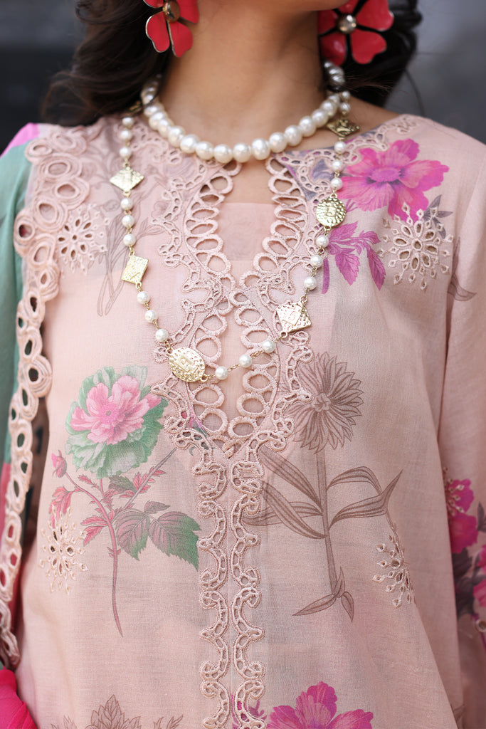 3-PC Unstitched Printed Lawn Shirt with Embroidered Chiffon Dupatta and Trouser CRB4-15