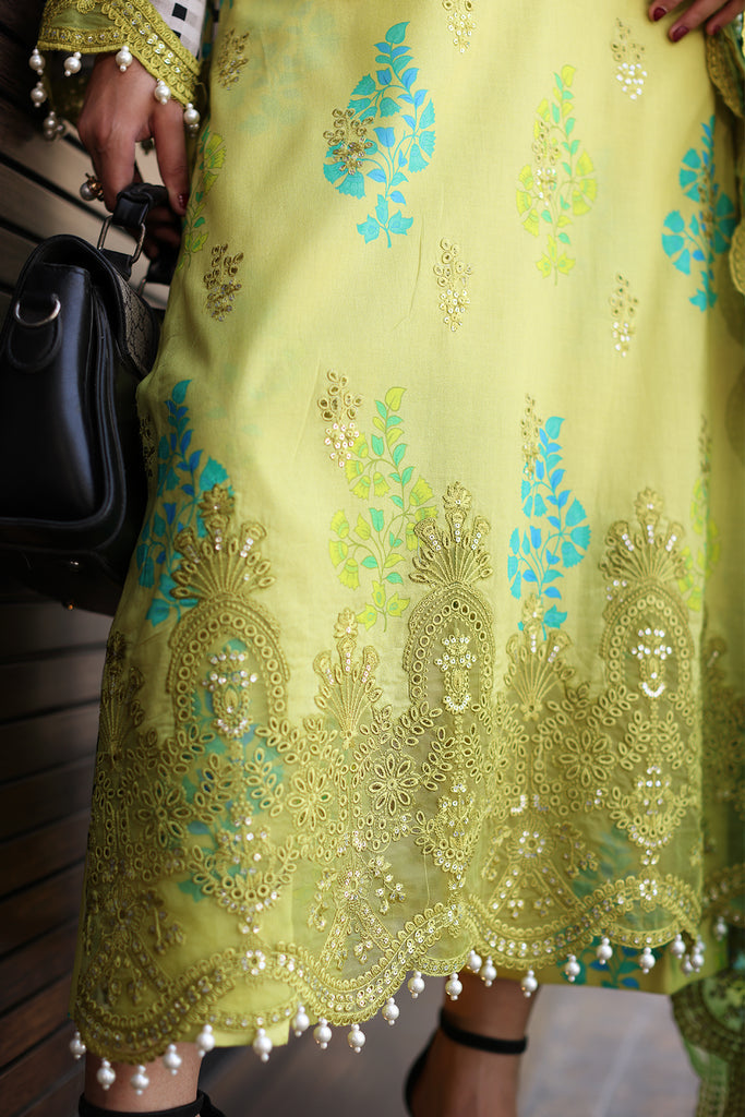 3-PC Unstitched Printed Lawn Shirt with Embroidered Chiffon Dupatta and Trouser CRB4-16
