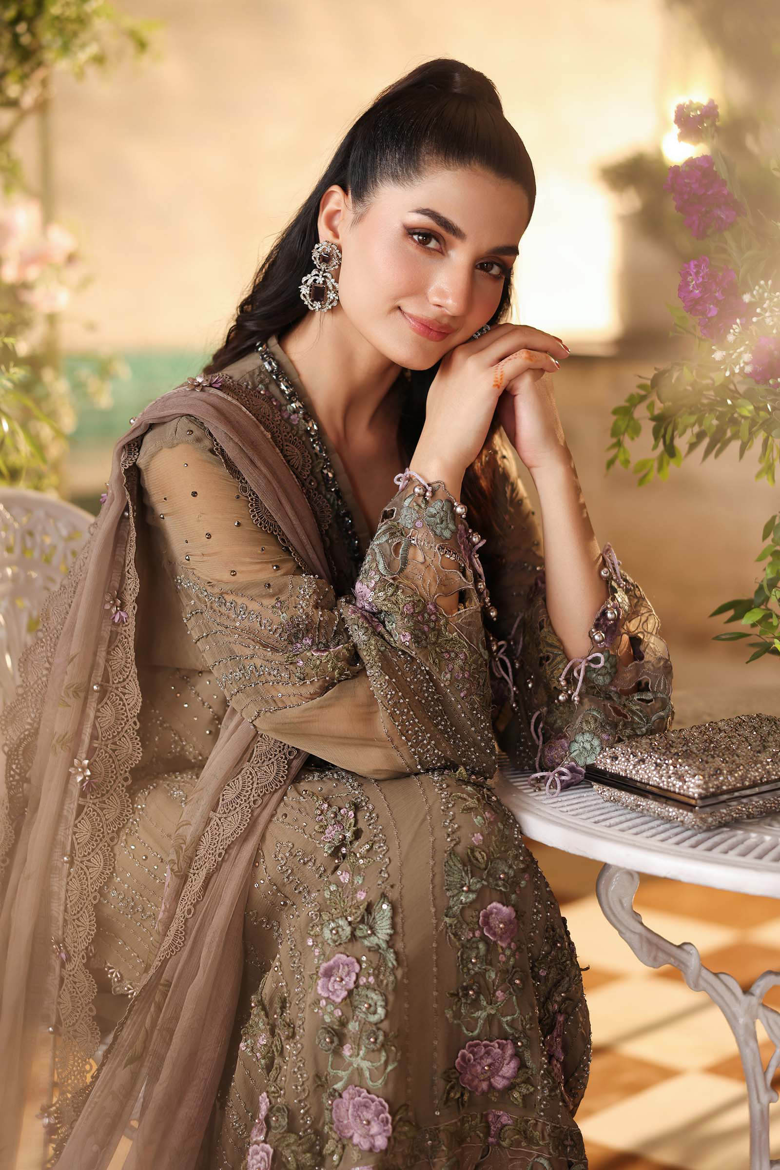 3 Piece Unstitched Embroidered Chiffon Suit