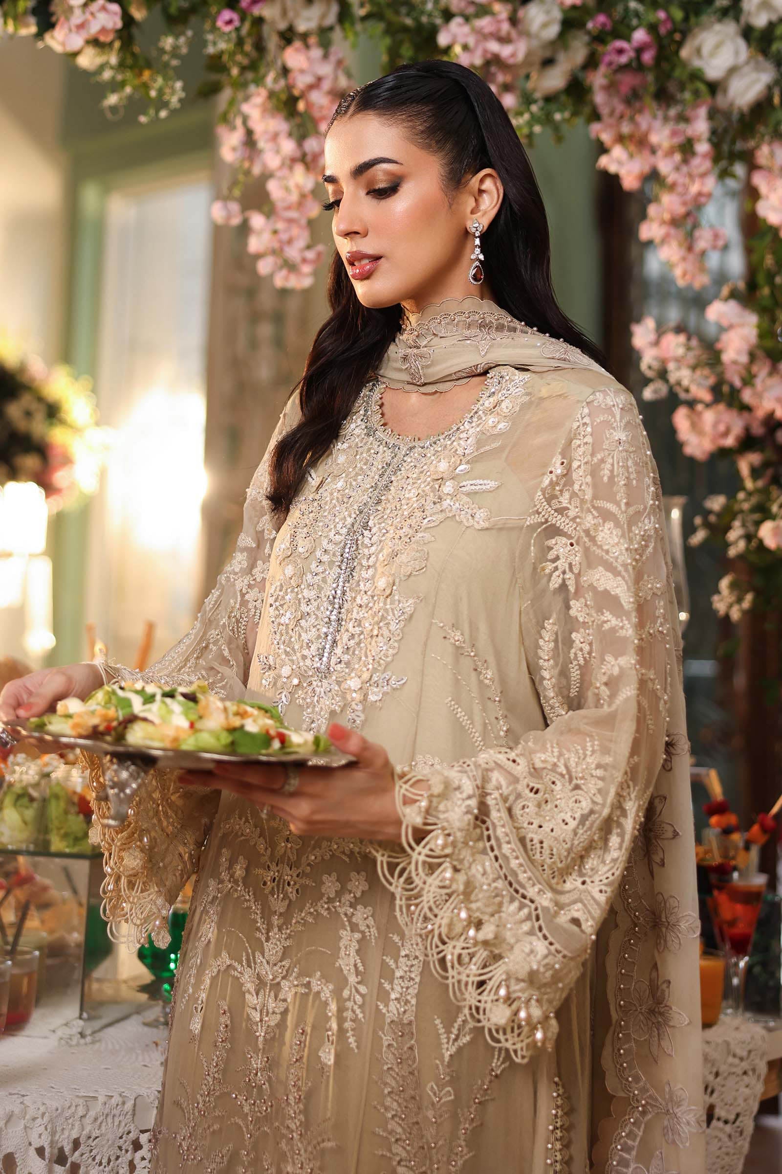 3 Piece Unstitched Embroidered Chiffon Suit