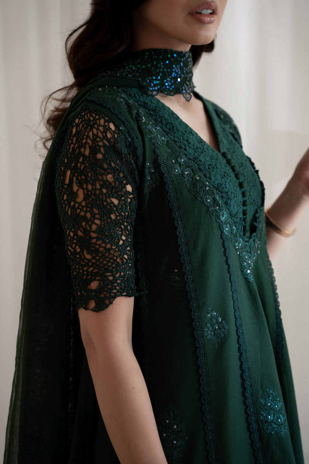 slim fit dress slacks Embellished Designer Pakistani Eid Dresses in Green Kameez Salwar – Nameera  by Farooq