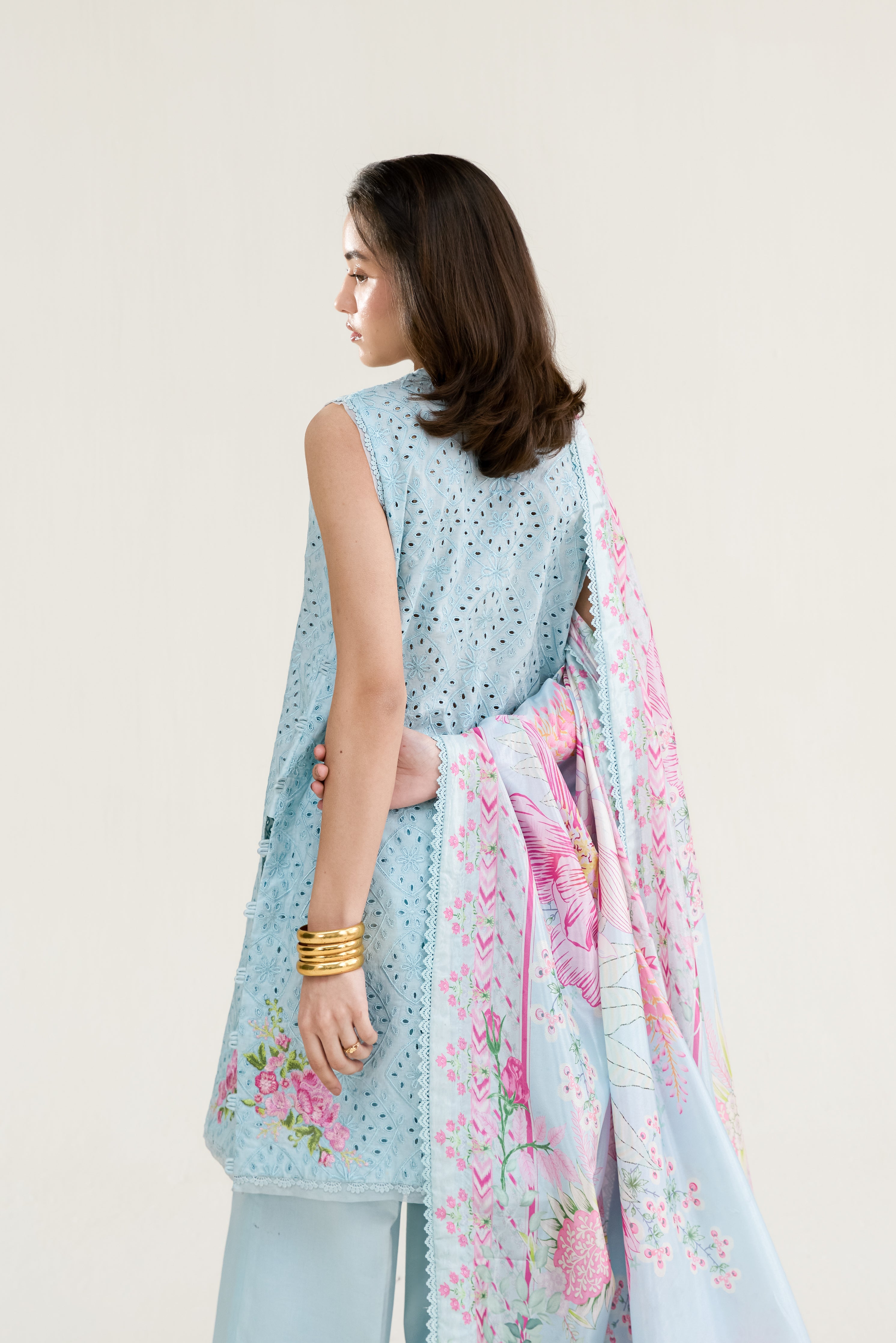 ICE BLUE LUXURY EMBROIDERED LAWN 3PCS SET (NPA3-26404) - RAMADAN 2026 READY TO WEAR