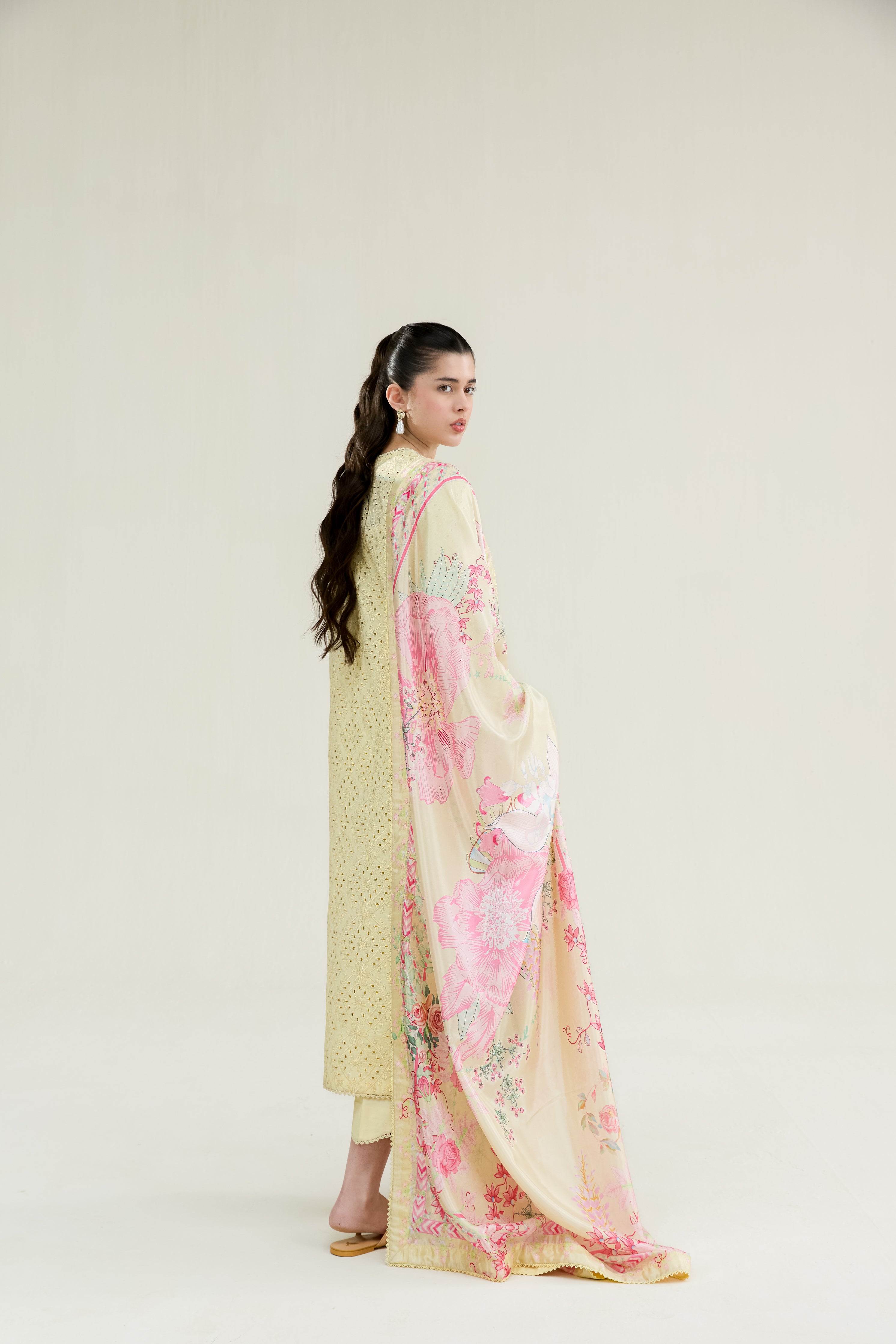 BUTTER YELLOW LUXURY EMBROIDERED LAWN 3PCS SET (NPA3-26403) - RAMADAN 2026 READY TO WEAR