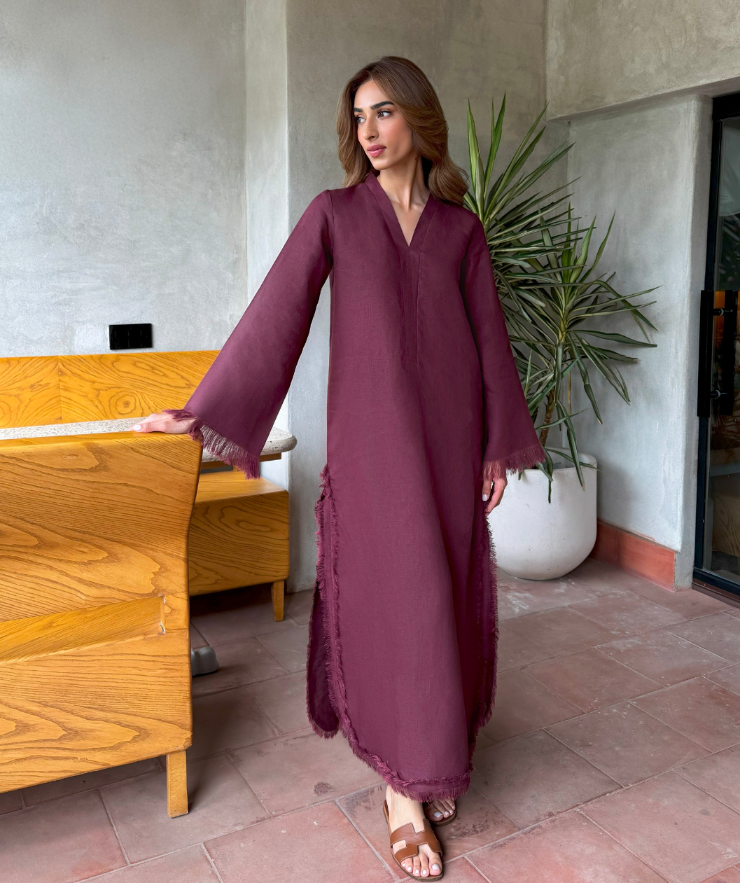 Burgundy Alara Linen set
