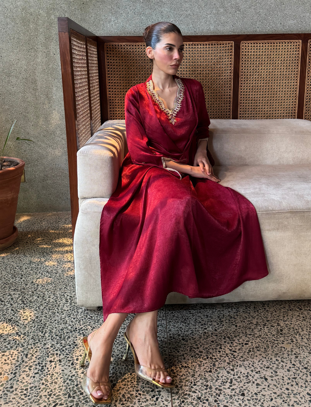 Maroon noa kaftan set