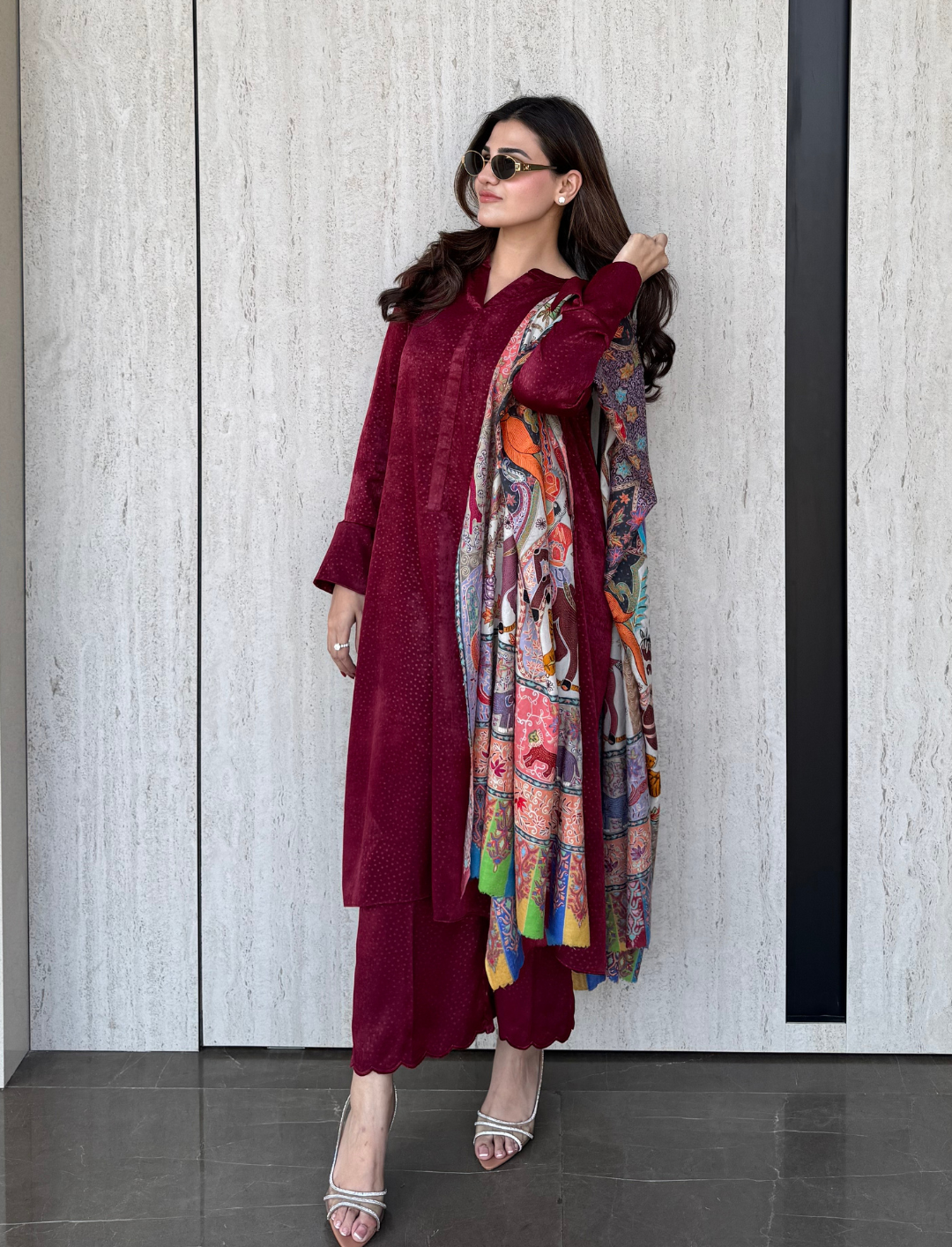 Deep maroon ève set