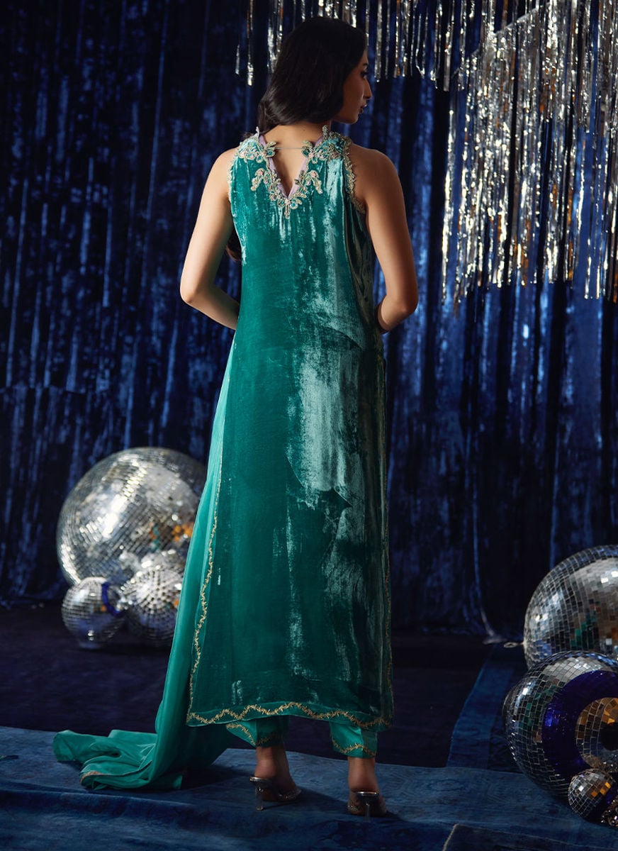 Ansy Aqua Shirt And Dupatta