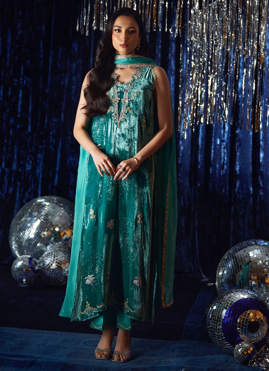 Ansy Aqua Shirt And Dupatta