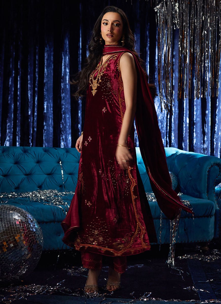 Arden Garnet Shirt And Dupatta
