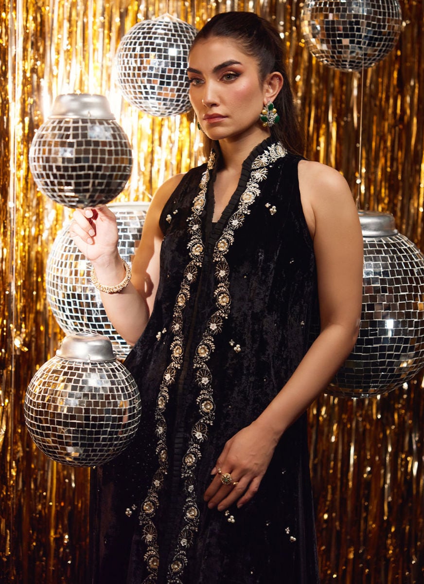 Aveline Black Velvet Jacket