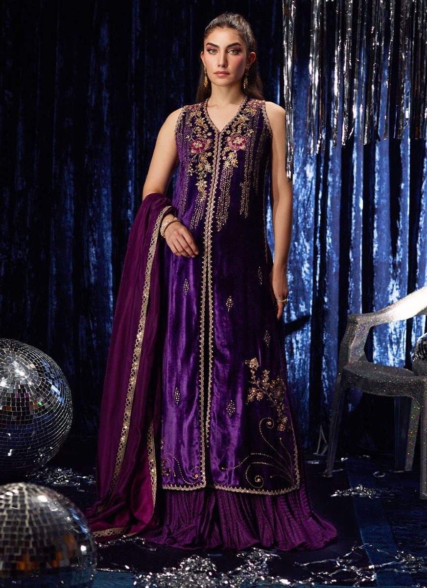 Amima Aubergine Shirt And Dupatta