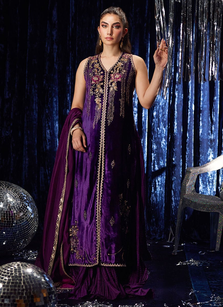 Amima Aubergine Shirt And Dupatta