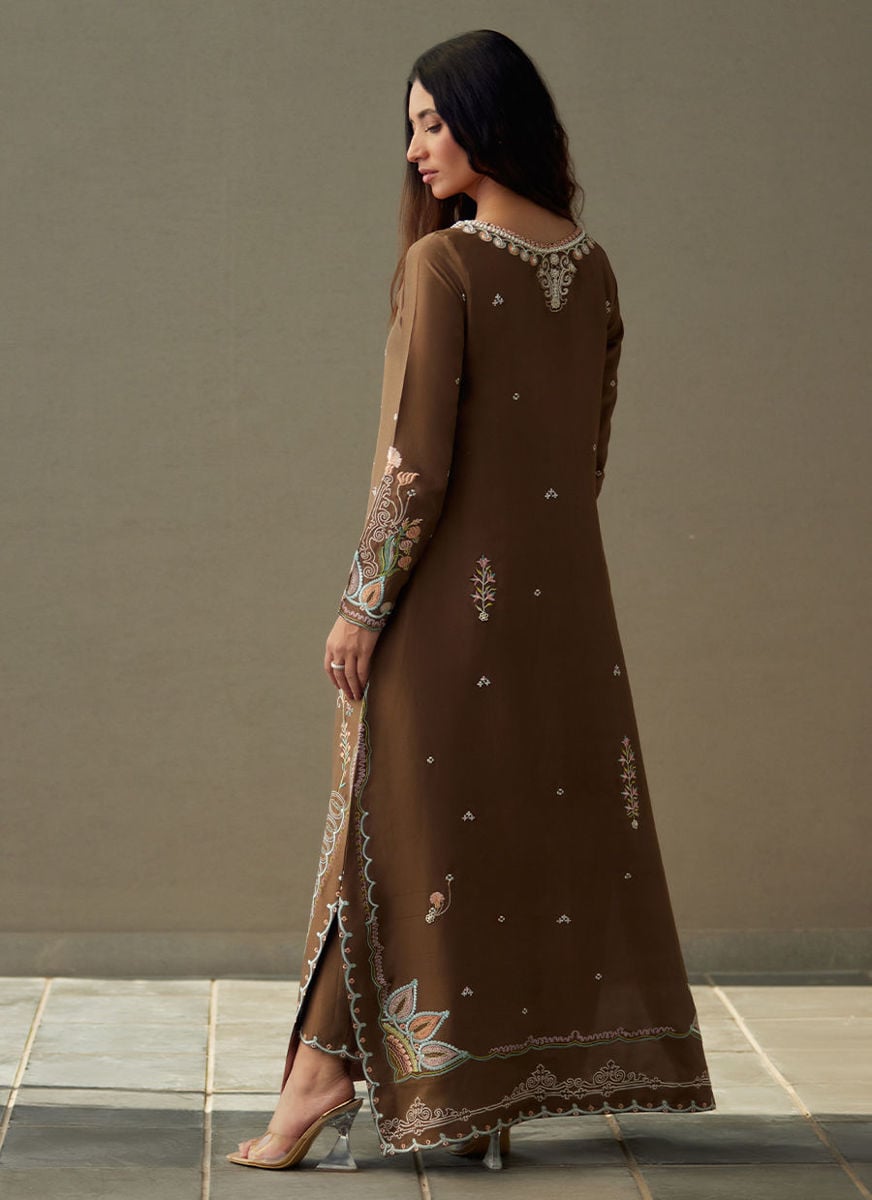 Enia Espresso Silk Kaftan