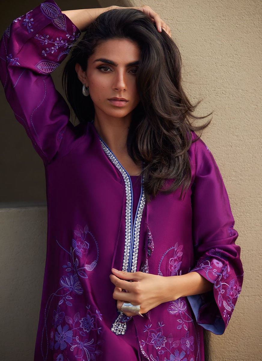 Gilly Grape Silk Kaftan