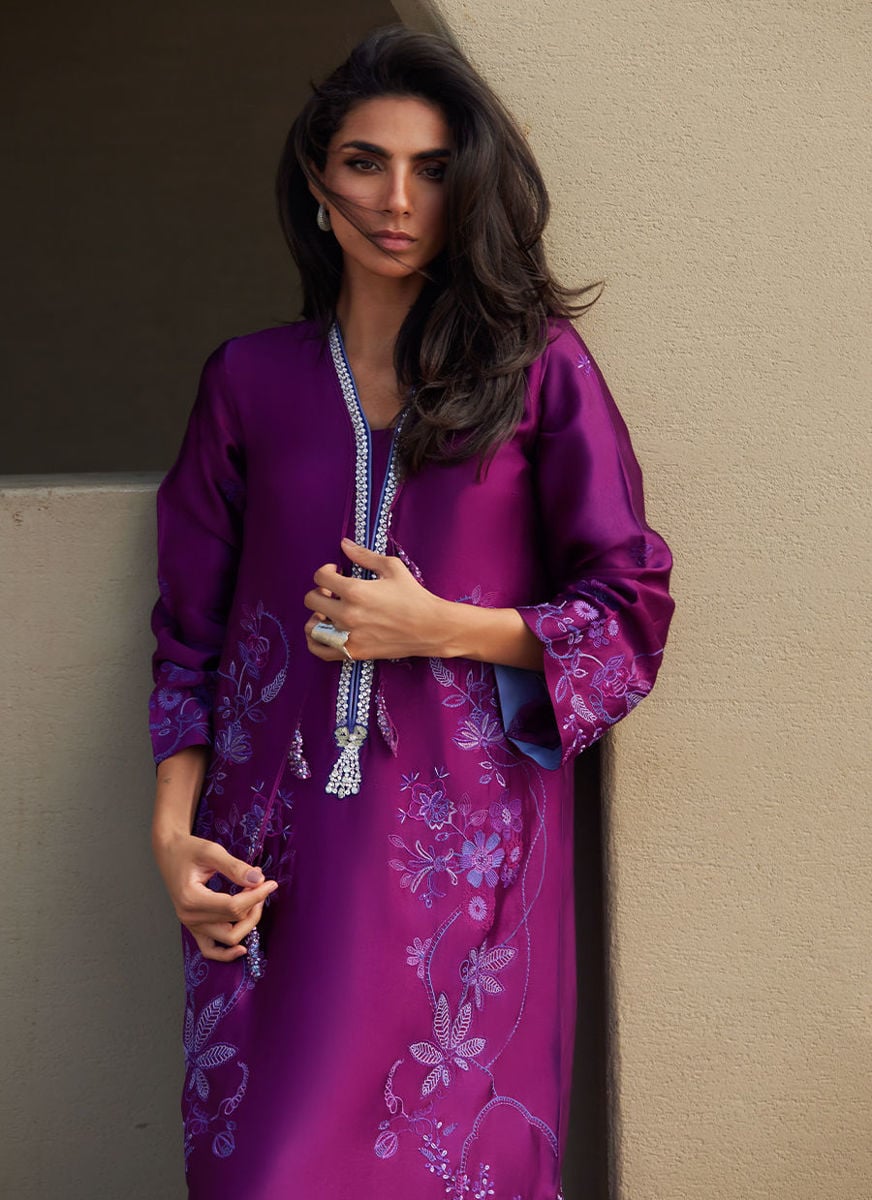 Gilly Grape Silk Kaftan