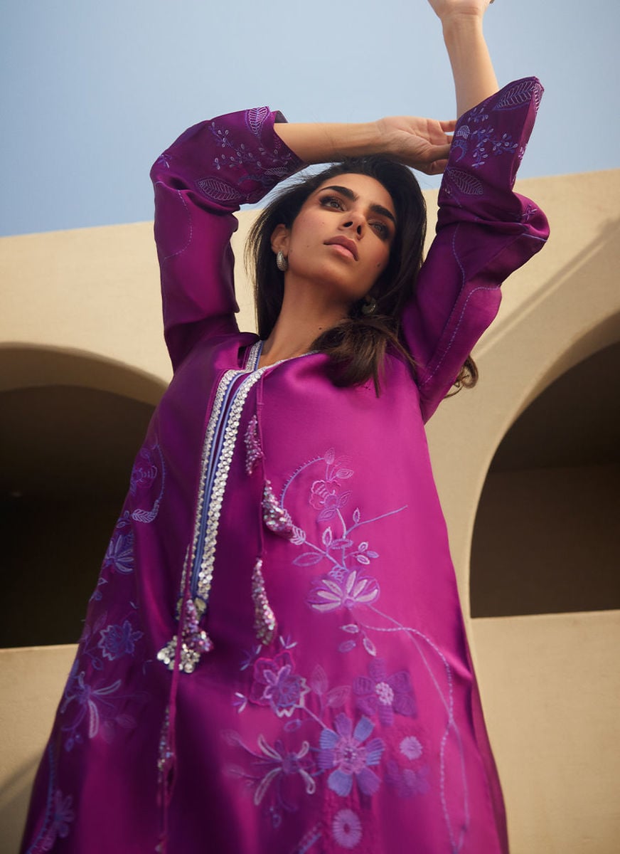 Gilly Grape Silk Kaftan