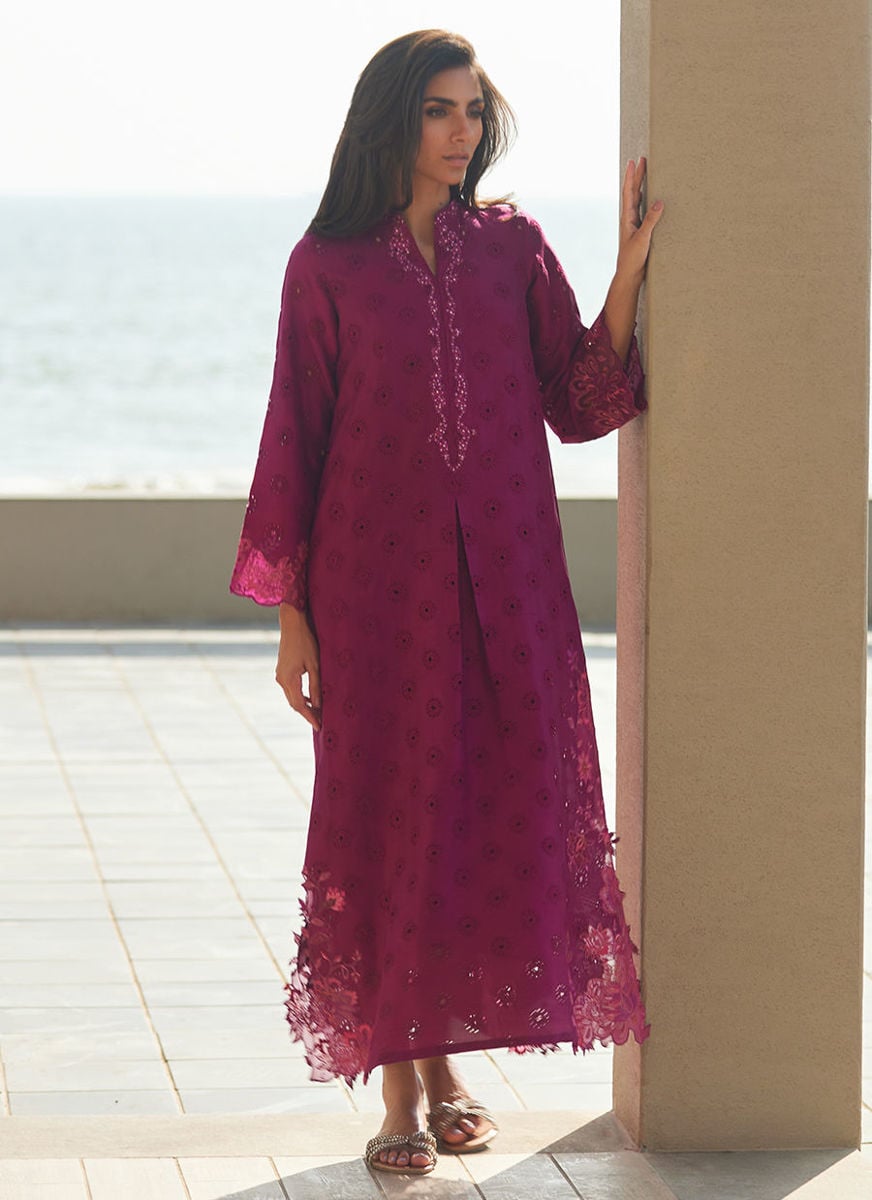 Marbella Magenta Silk Kaftan