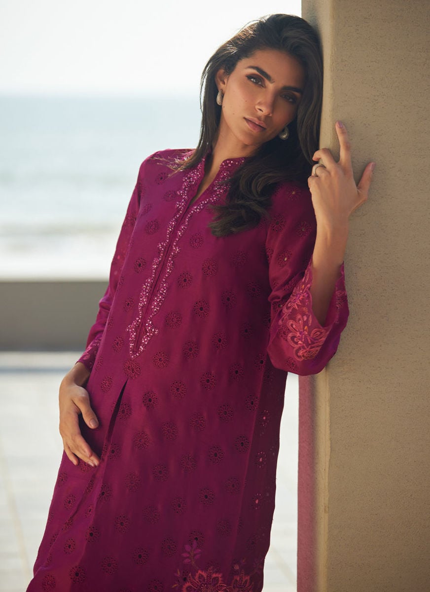 Marbella Magenta Silk Kaftan