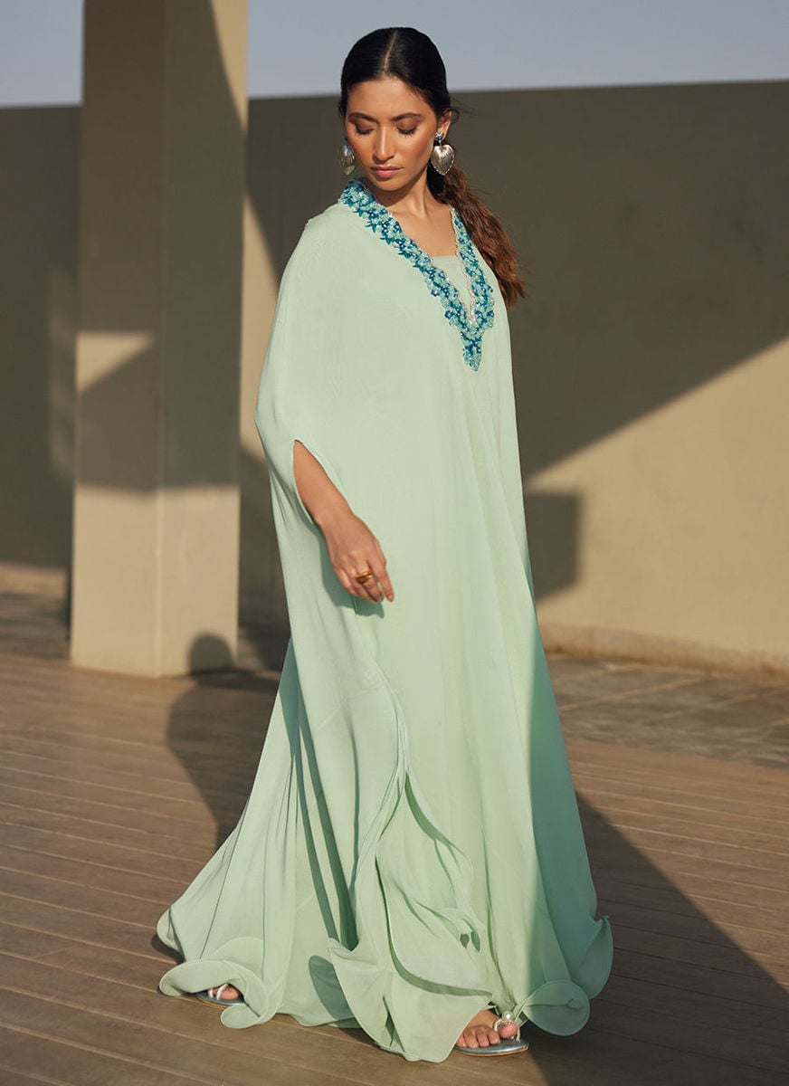 Nika Iceblue Chiffon Kaftan