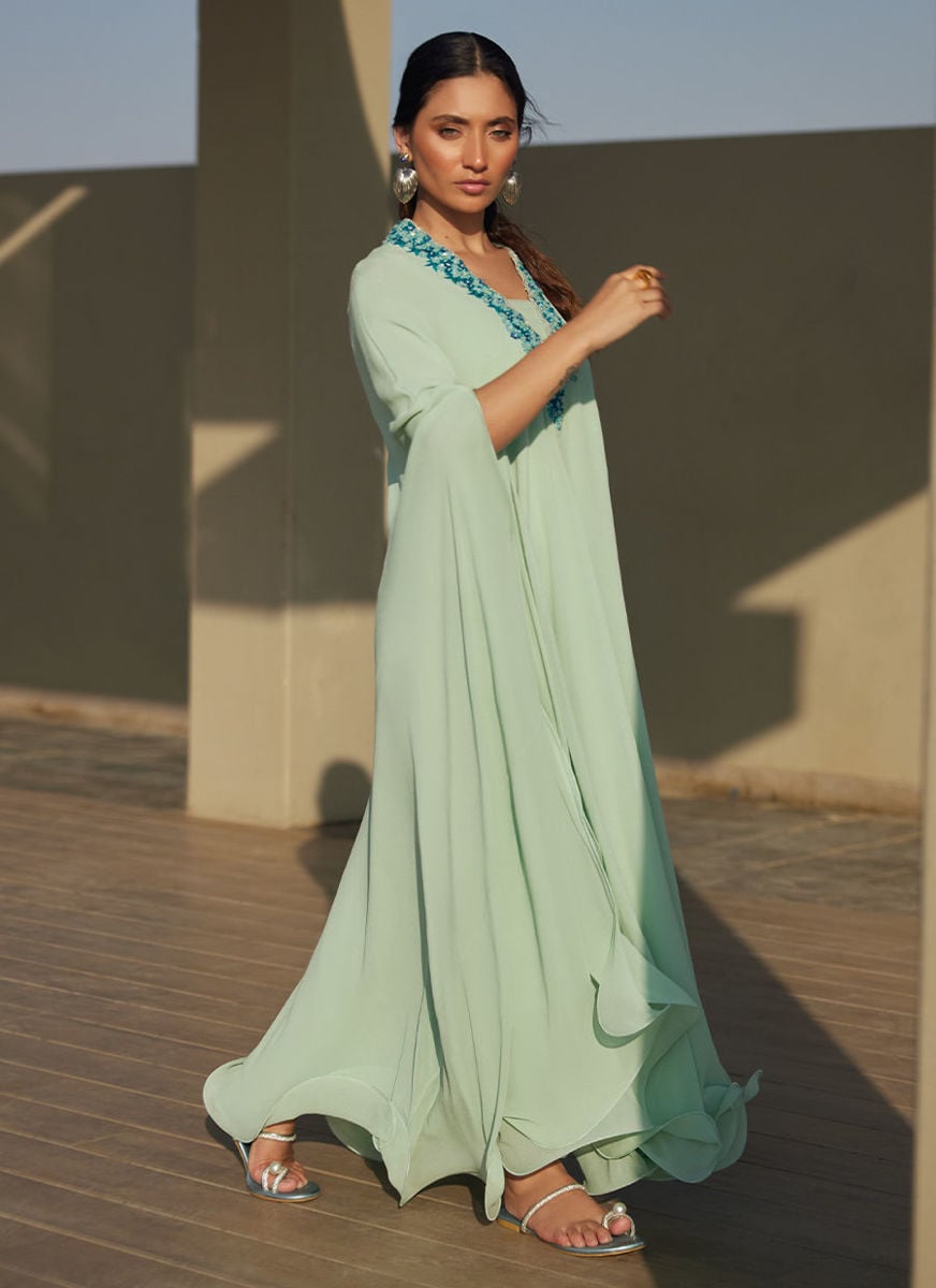 Nika Iceblue Chiffon Kaftan