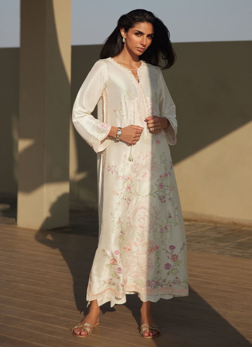 Coraline Ivory Silk Kaftan