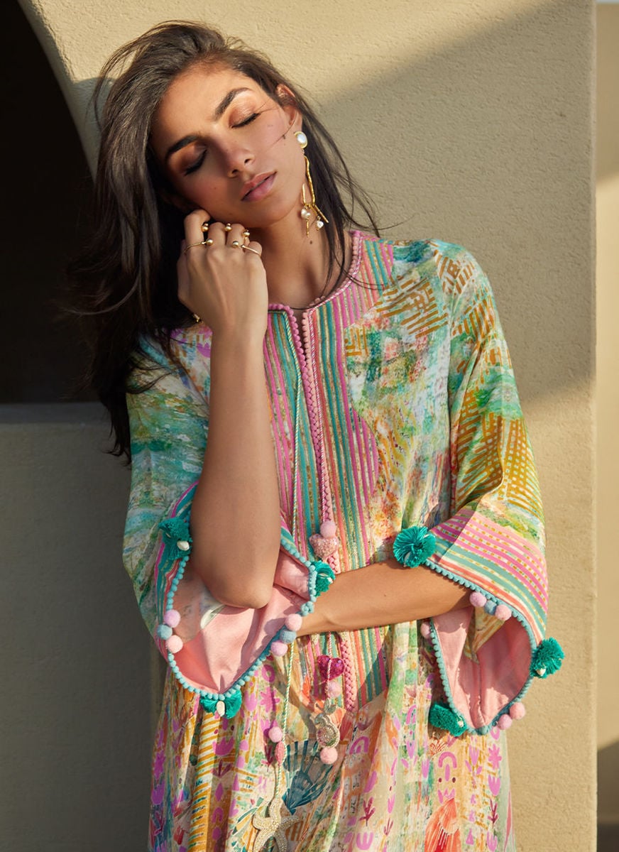 Riviera Rose Crepe Kaftan