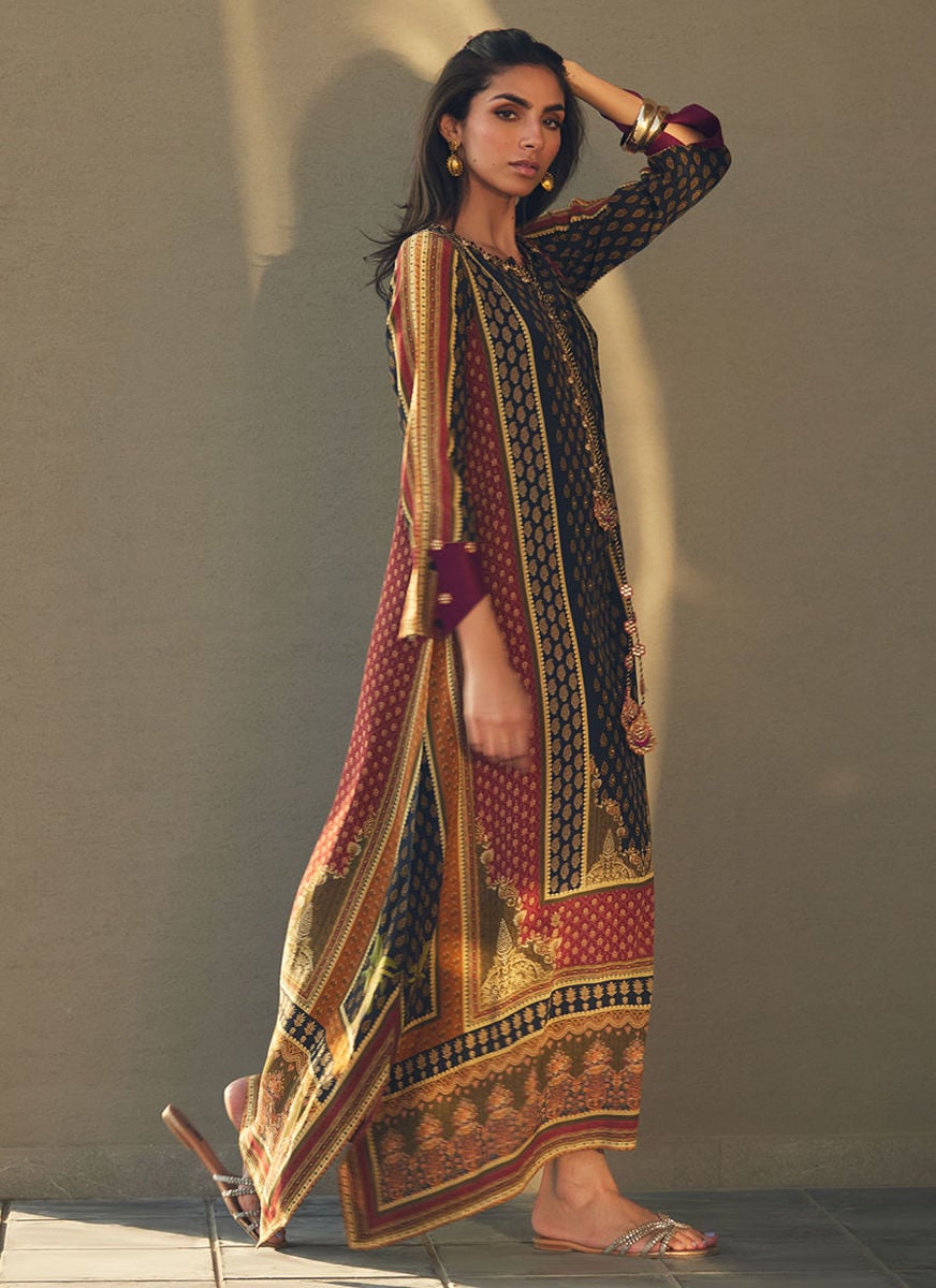 Ophelia Onyx Crepe Kaftan