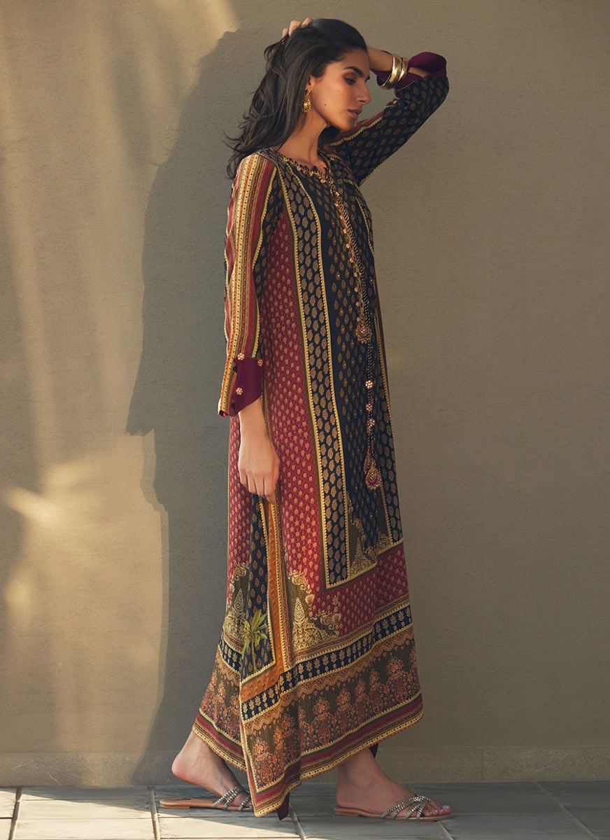 Ophelia Onyx Crepe Kaftan