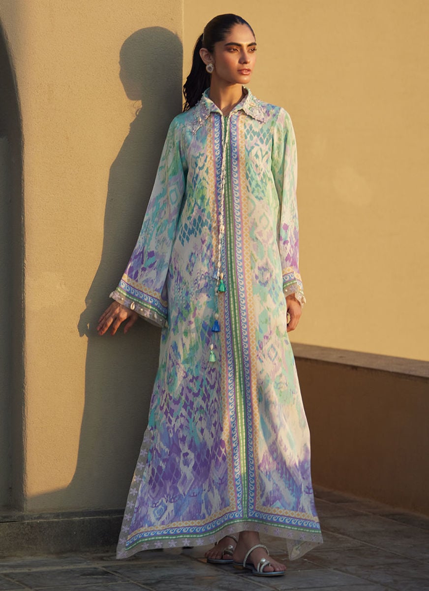 Marisol Ikkat Crepe Kaftan
