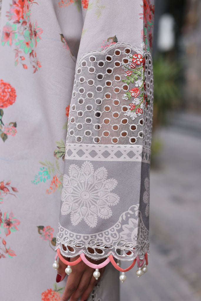 3-PC Unstitched Printed Lawn Shirt with Embroidered Chiffon Dupatta and Trouser CRB4-11