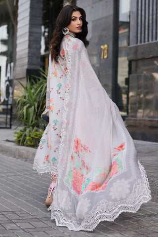 3-PC Unstitched Printed Lawn Shirt with Embroidered Chiffon Dupatta and Trouser CRB4-11