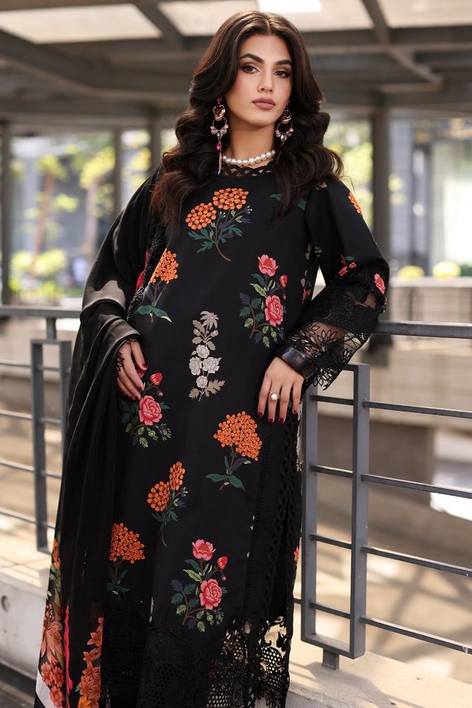 3-PC Unstitched Printed Lawn Shirt with Embroidered Chiffon Dupatta and Trouser CRB4-13