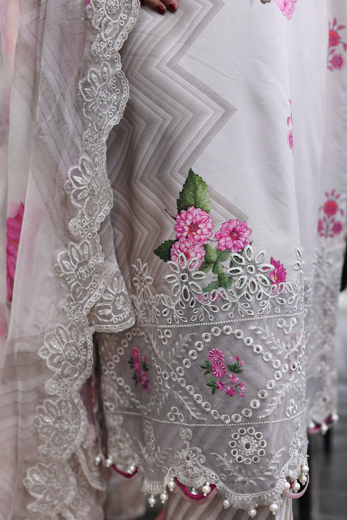 3-PC Unstitched Printed Lawn Shirt with Embroidered Chiffon Dupatta and Trouser CRB4-17