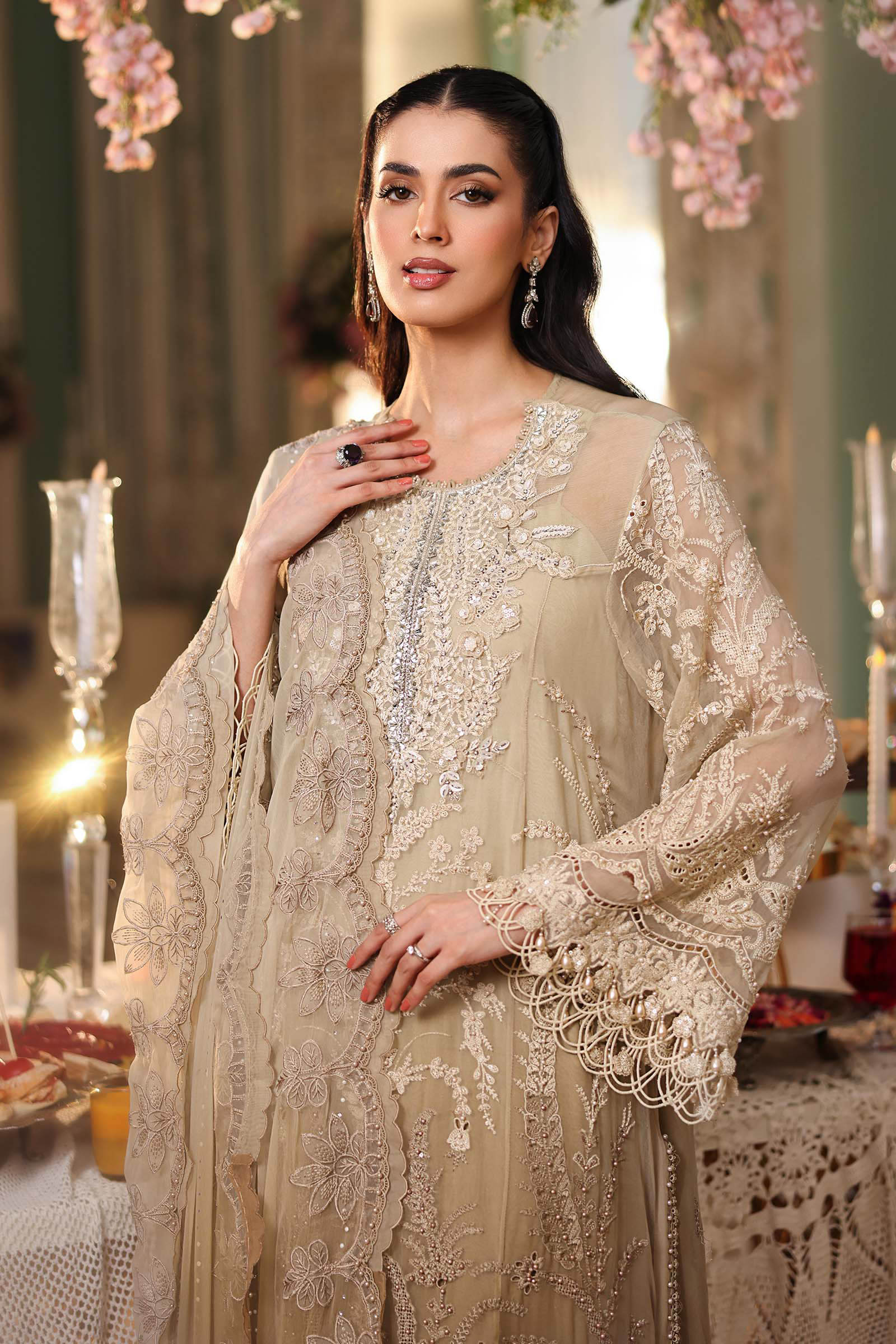 3 Piece Unstitched Embroidered Chiffon Suit