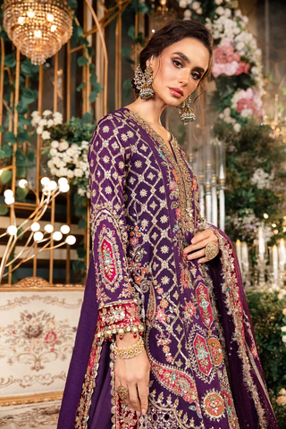 3 Piece Unstitched Embroidered Raw Silk Suit | BD-2903