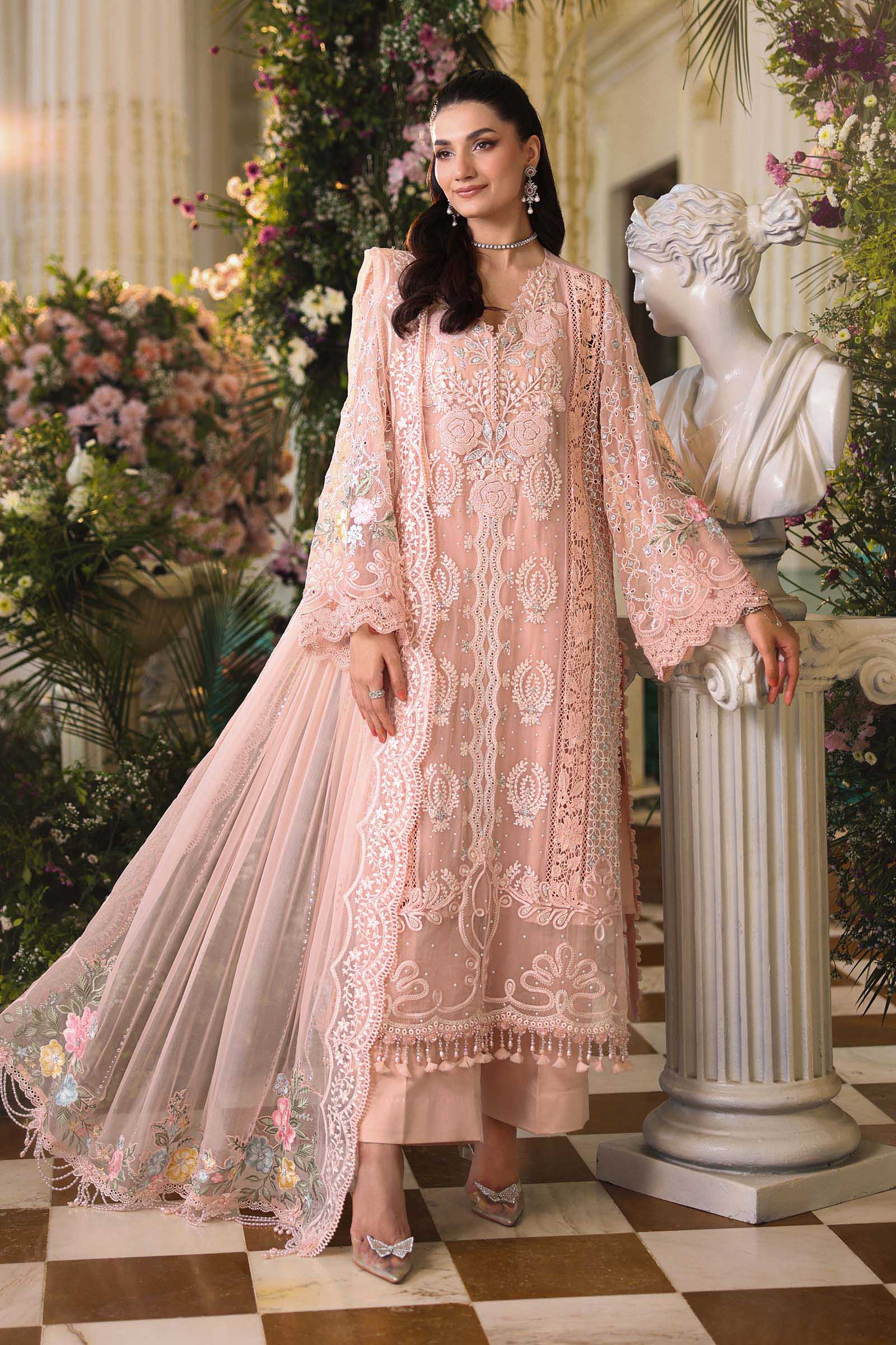 3 Piece Unstitched Embroidered Chiffon Suit