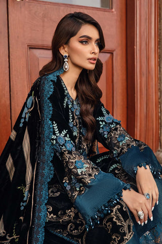 3 Piece Unstitched Embroidered Velvet Suit | DL-1208